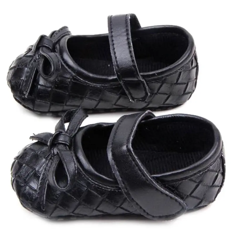 0-12Months Pu Leather Bowknot Lattice Baby Girls Shoes Soft Sole Anti Slip Toddler First Walker Shoes 8