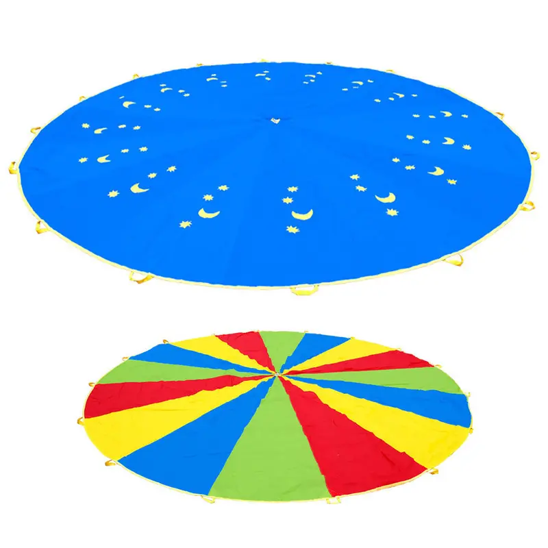 1.8M 3M 3.5M 4M 5M Kid Outdoor Sports Toy Rainbow Umbrella Parachute Toys For Kids Cooperation Training Rom Color 1