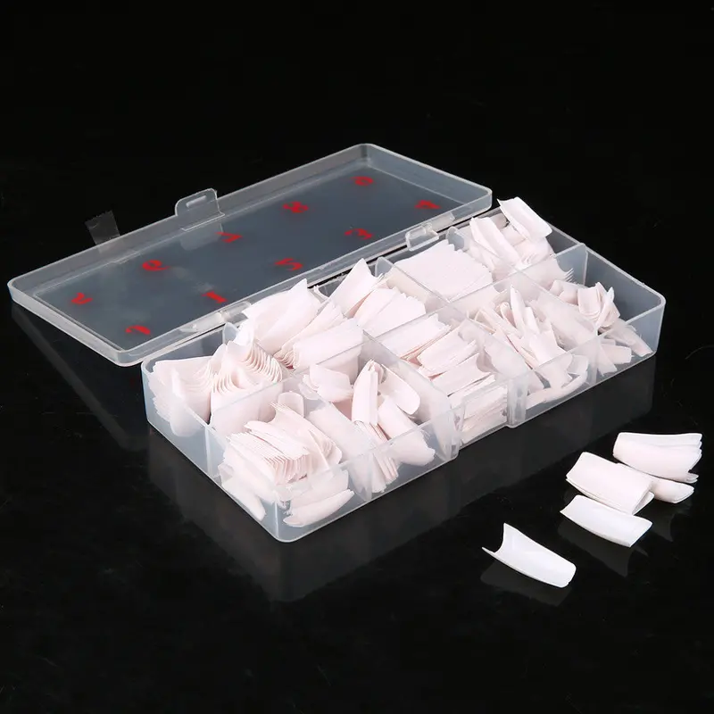 1 Box500pcs Tips Natural Color Half Cover Fake False French Nail Art Artificial Acrylic Gel Uv Icure Set Diy 3