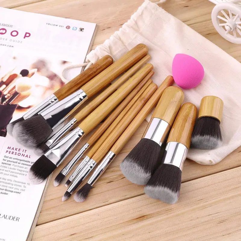 1 Makeup Eyeshadow Foundation Concealer Brushes Sets+ Sponge Blender Puff 1