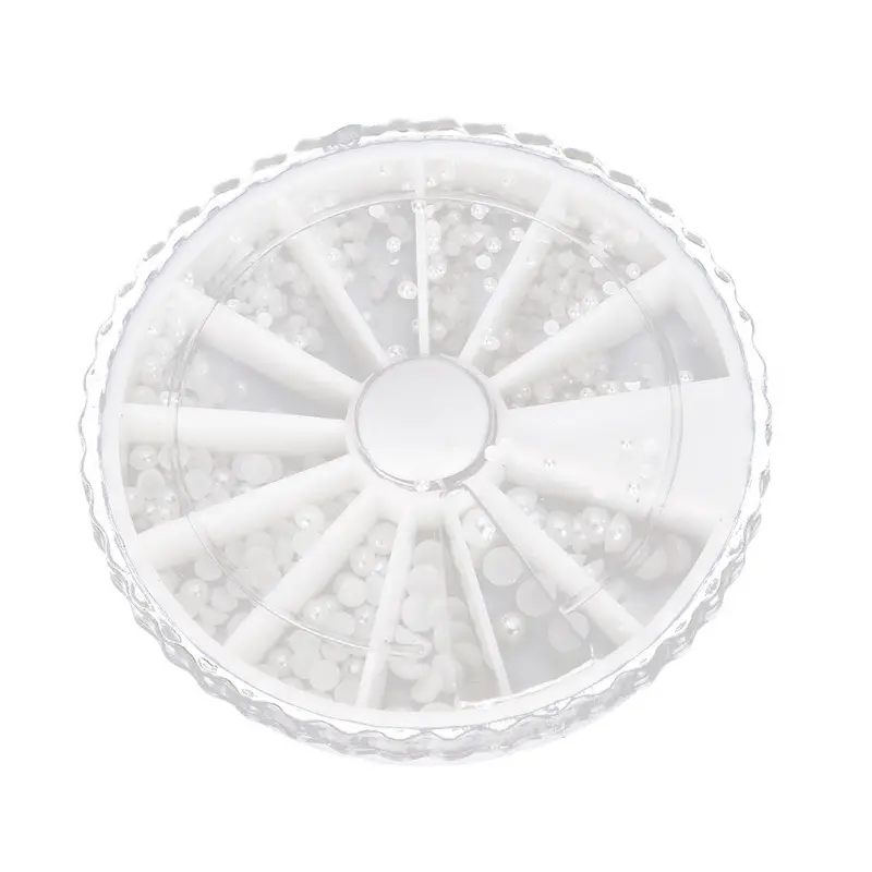 1 Mix Sizes Pearl Nail Art Tips Pearls 3D Nail Beads Rhinestone Decoration Diy Beauty Salon Nail Wheel White Beige 1
