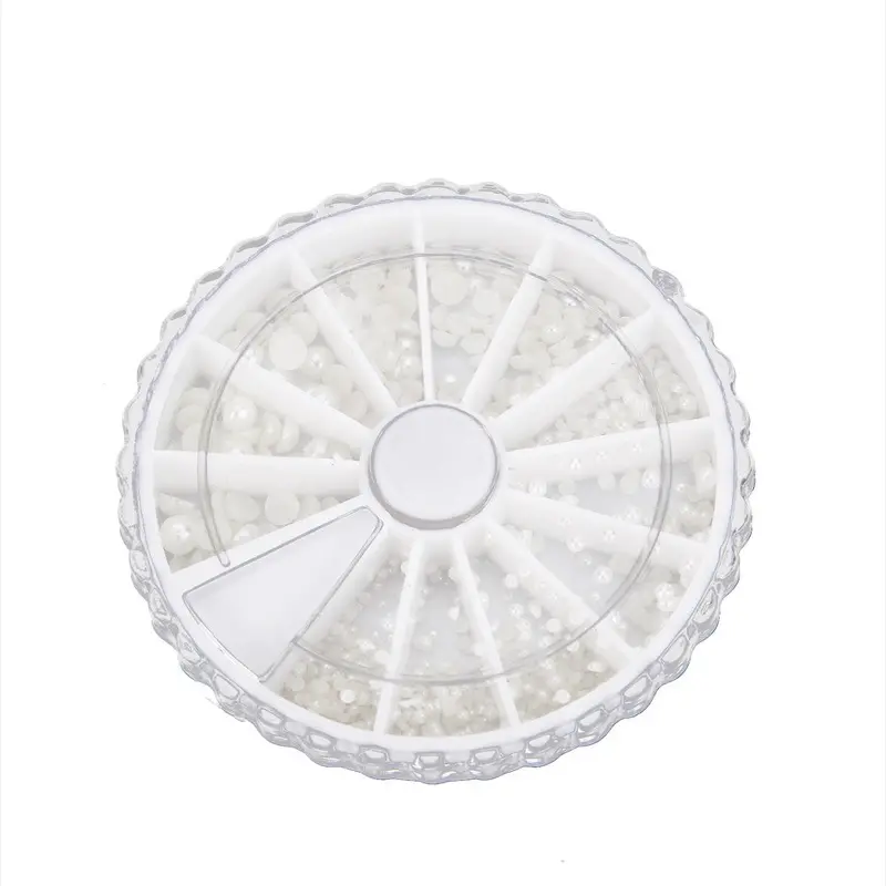 1 Mix Sizes Pearl Nail Art Tips Pearls 3D Nail Beads Rhinestone Decoration Diy Beauty Salon Nail Wheel White Beige 2
