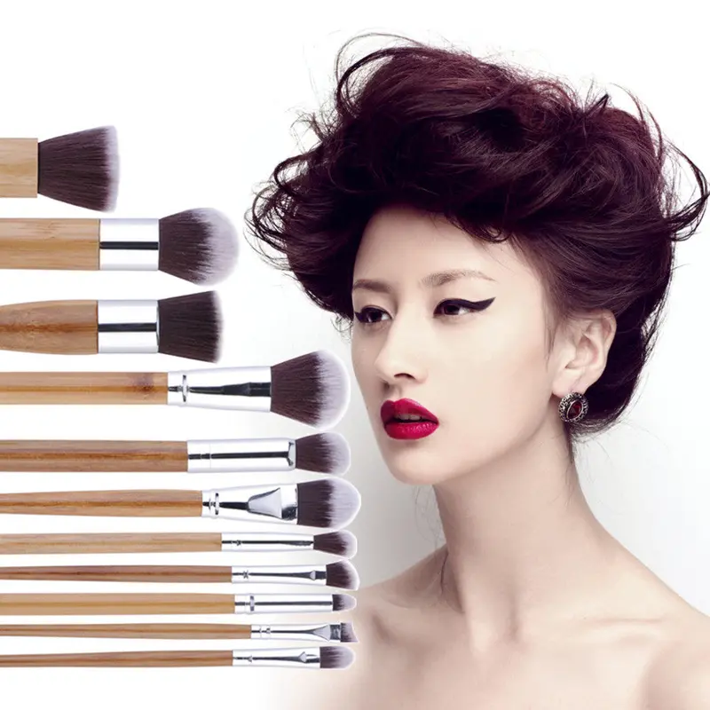 1 Natural Bamboo Makeup Brushes Foundation Blending Brush Tool Set 1