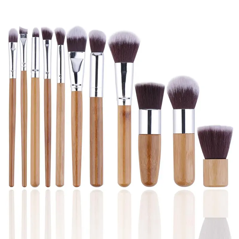 1 Natural Bamboo Makeup Brushes Foundation Blending Brush Tool Set 2