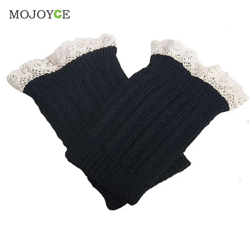 1 Piece Womens Crochet Knit Lace Trim Leg Warmers Cuffs Toppers Boot Socks Knee Gaiters Boot Leg Warmers 20Cm 6 Colors 1