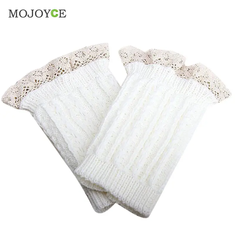 1 Piece Womens Crochet Knit Lace Trim Leg Warmers Cuffs Toppers Boot Socks Knee Gaiters Boot Leg Warmers 20Cm 6 Colors 2