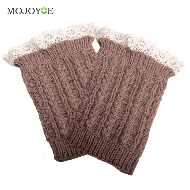1 Piece Womens Crochet Knit Lace Trim Leg Warmers Cuffs Toppers Boot Socks Knee Gaiters Boot Leg Warmers 20Cm 6 Colors 3