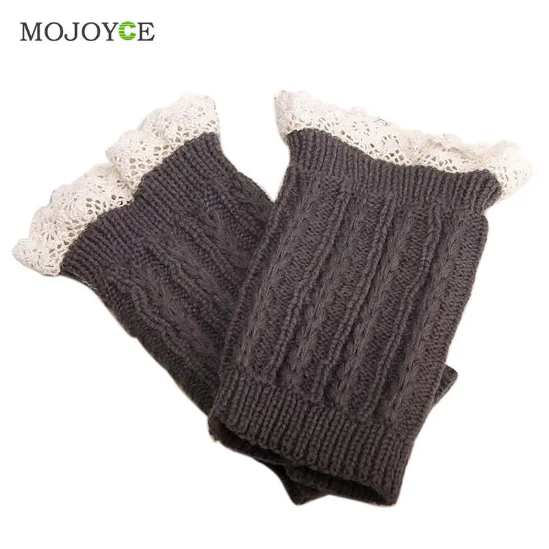1 Piece Womens Crochet Knit Lace Trim Leg Warmers Cuffs Toppers Boot Socks Knee Gaiters Boot Leg Warmers 20Cm 6 Colors 5