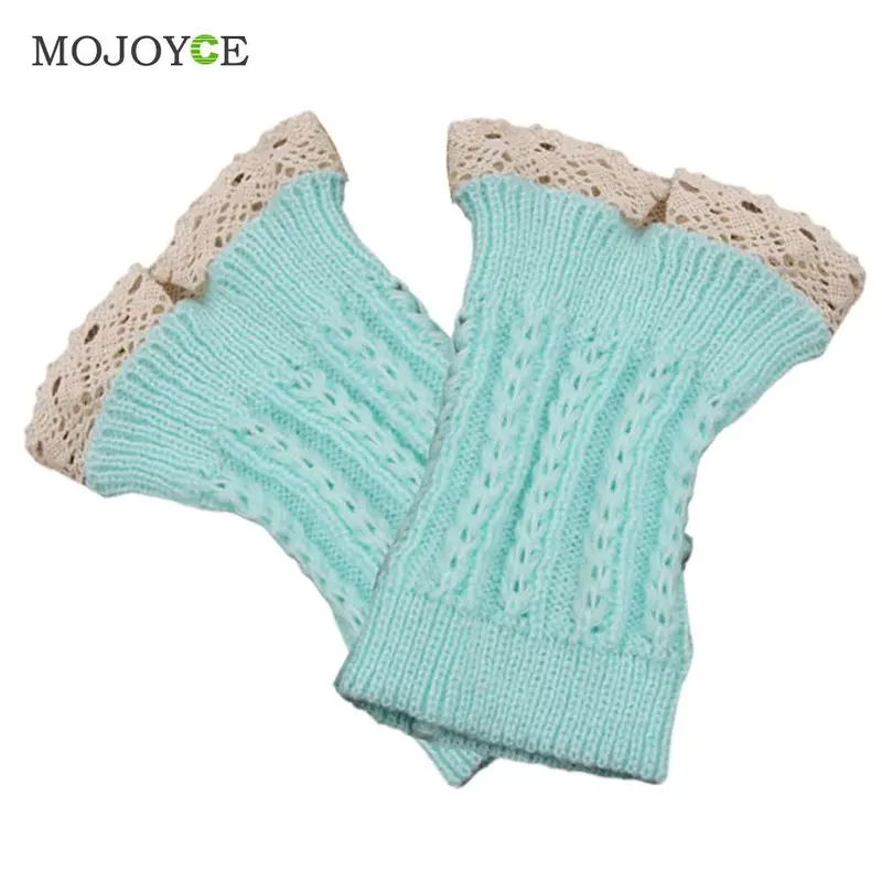 1 Piece Womens Crochet Knit Lace Trim Leg Warmers Cuffs Toppers Boot Socks Knee Gaiters Boot Leg Warmers 20Cm 6 Colors 6