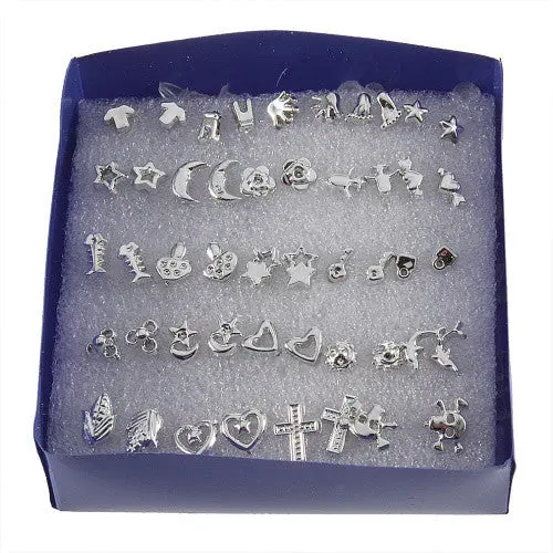 1 Set ( 24 Pairs In All ) Lovely Mix Different Shape Stud Earrings 1
