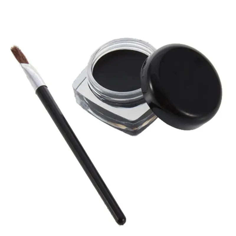 1 Set Eyeliner Black Eye Liner Gel Makeup Cosmetic + Brush Yks 1
