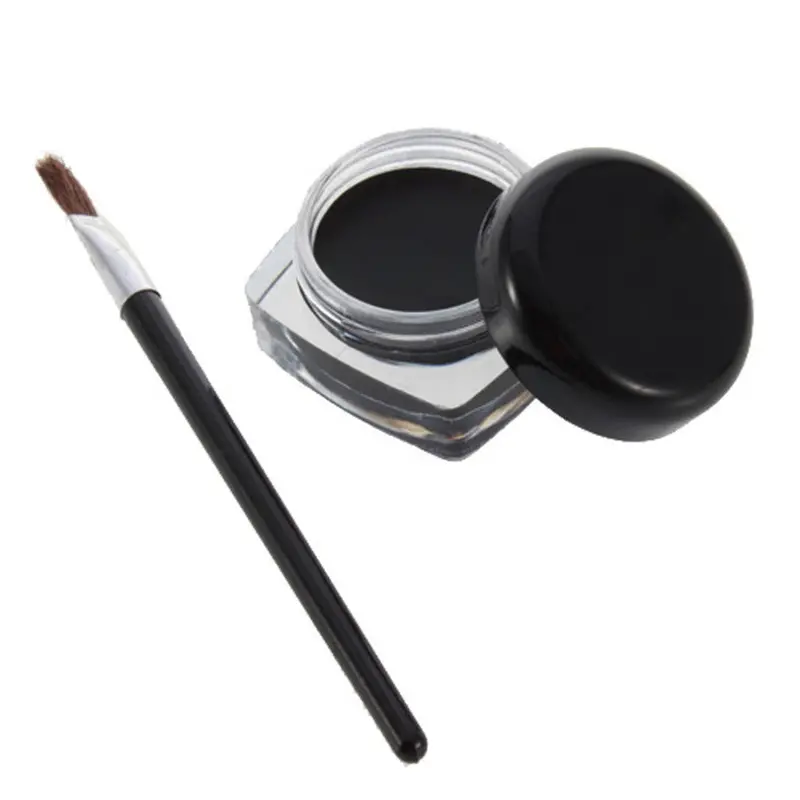 1 Set Eyeliner Black Eye Liner Gel Makeup Cosmetic + Brush Yks 2