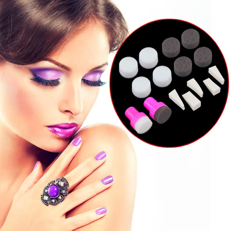 1 Set Nail Art Sponge Stamper Shade Transfer Template Polish Icure Tool 1