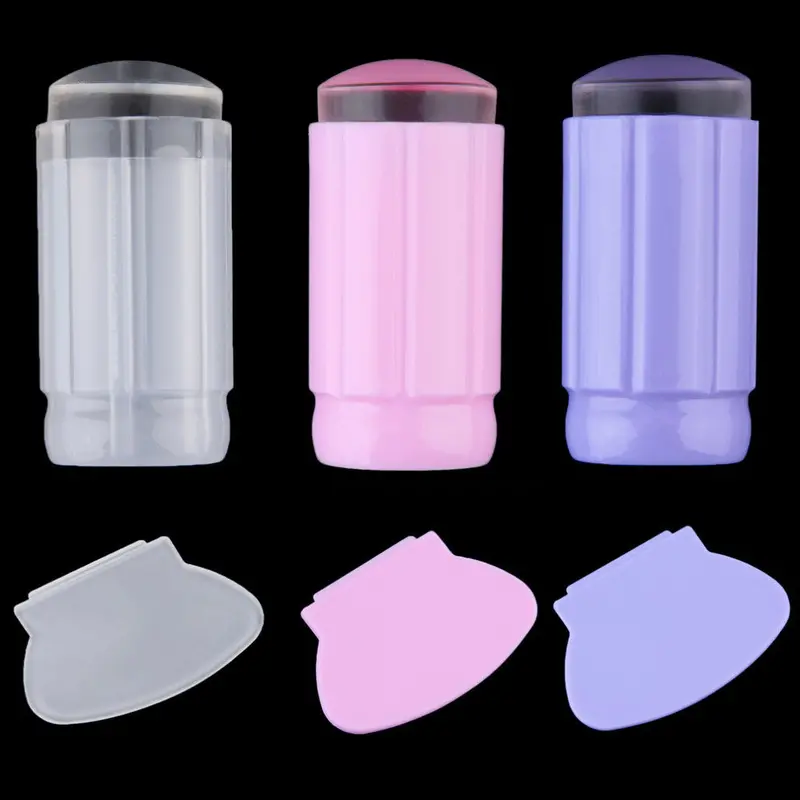 1 Set Silicone Nail Art Seal Printing Stamper Transfer + Scraper Kit Diy 1
