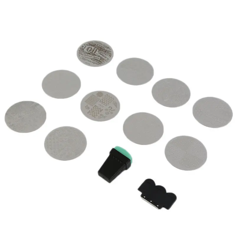 1 Sets Nail Art Polish Stamping Kit 10 Pcs Stamp With Stamper Scraper Nail Art Diy Templates Polish Nail Tools 1