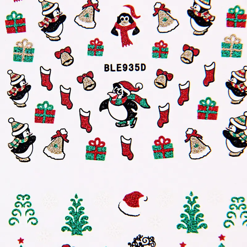 1 Sheet Christmas Tree Holographic Nail Art Foils Wraps Decal Transfer Stickers Paper Diy 3D Acrylic Stickers Romly Sent 1