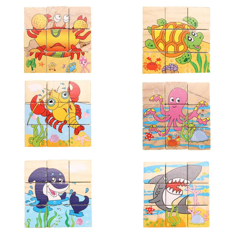 1 Six Sides Baby Wooden Toys 3D Puzzle Jigsaw Puzzle Montessori Early Learning Educational Toys For Kids 1