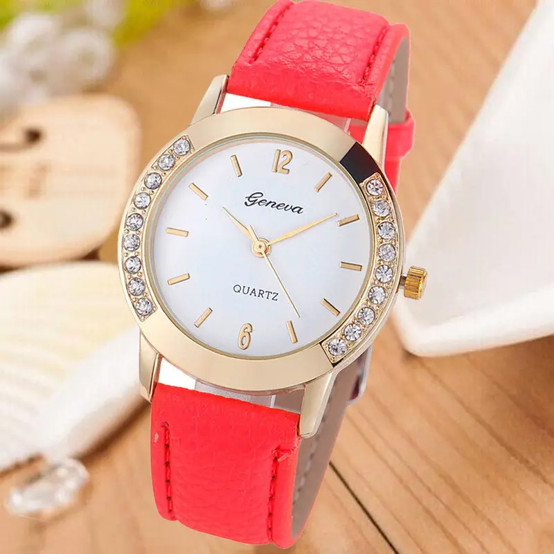 10 Pack Geneva Watch Montre Women Rhinstone Inlaid Analog Quartz Dress Wrist Watch Relojes Mujer Feida 1