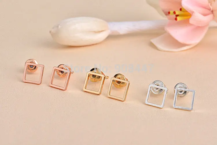 10 Pairs-S064 Jewelry Square Earrings,Earstuds - 2