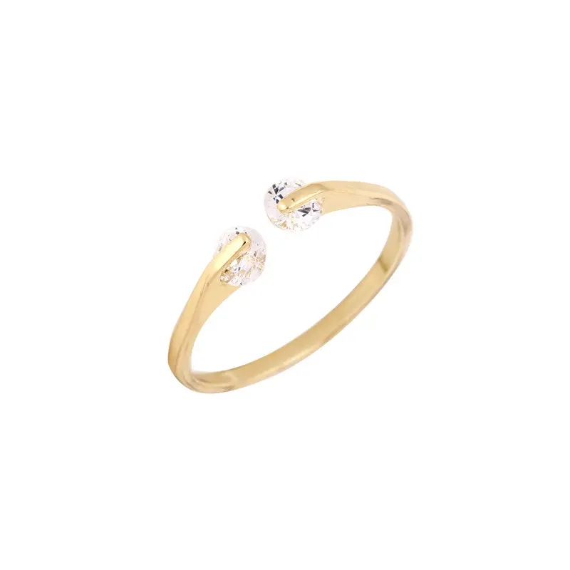 10 Pcs- Design Gold Plated Crystal Zircon Ring Jewelry Adjustable Branch Geometry Round Ring 1