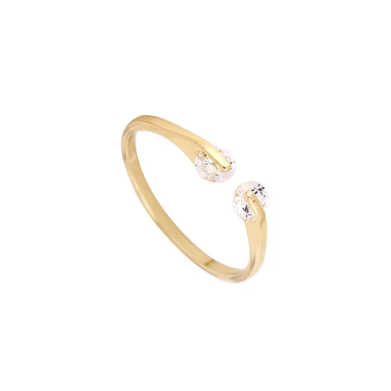 10 Pcs- Design Gold Plated Crystal Zircon Ring Jewelry Adjustable Branch Geometry Round Ring 2