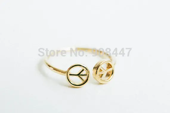 10 Pcs- Double Peace Sign Ring Peace Shape Ring - 2