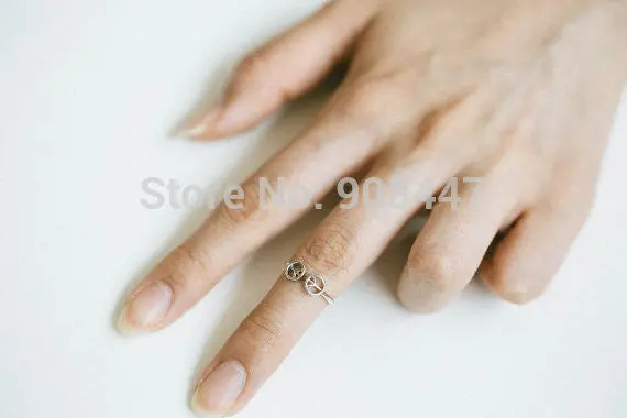 10 Pcs- Double Peace Sign Ring Peace Shape Ring - 3