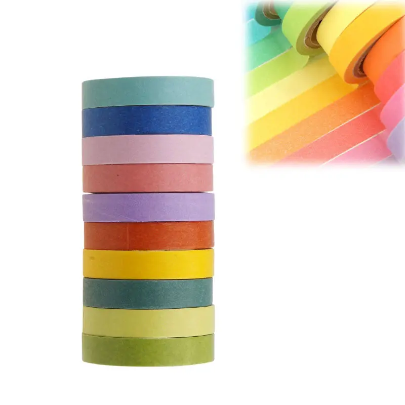 10 Pcs Portable Tape Set Masking Scrapbook Decor Paper Adhesive Sticker Diy Colors 82034 1