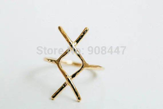 10 Pcs-R094 Simple Hammered Statet Rune Ring,Pinky Ring,Xx Letter Ring - 2