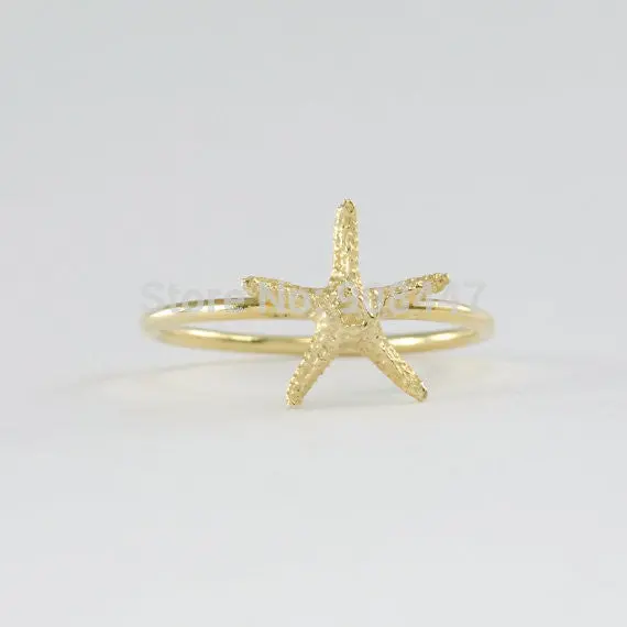 10 Pcs-R095 Jewelry Simple Starfish Ring ,Openwork Ring,Star Ring - 1