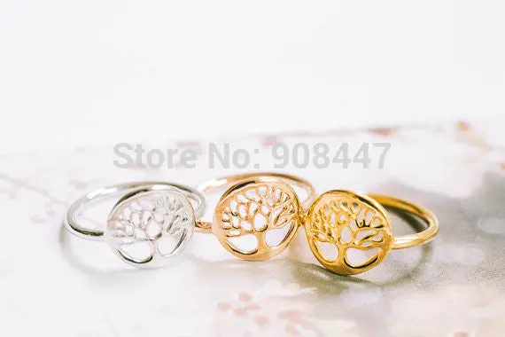 10 Pcs-R101 Sacred Tree Of Life Ring,Plant Ring - 1