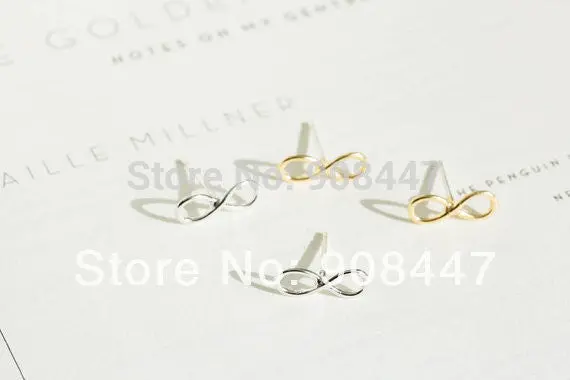 10 Pcs-S005 Earrings Jewelry Cute Gold Silver Pink Gold 8 Tiny Infinity Stud Earrings 3