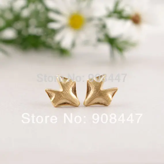 10 Pcs-S011 Jewelry Gold Silver Pink-Gold Fox Stud Earring Cute Animal Earrings 1