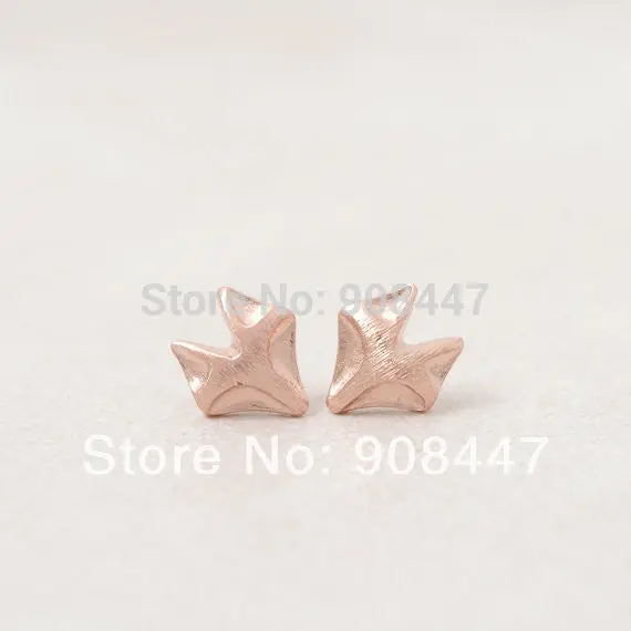 10 Pcs-S011 Jewelry Gold Silver Pink-Gold Fox Stud Earring Cute Animal Earrings 2