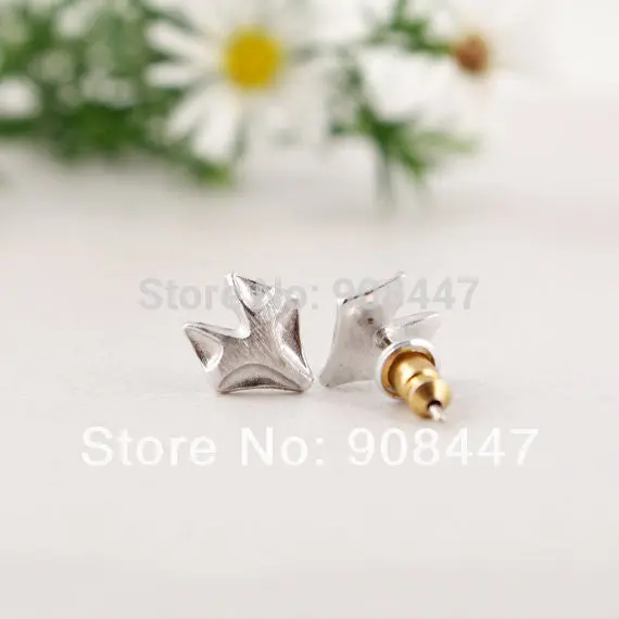 10 Pcs-S011 Jewelry Gold Silver Pink-Gold Fox Stud Earring Cute Animal Earrings 3