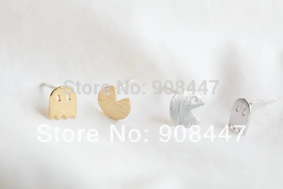 10 Pcs-S014 Jewelry Puck Ghost Animal Stud Earrings Simple Monster And Smile Face Earrings Stud 1