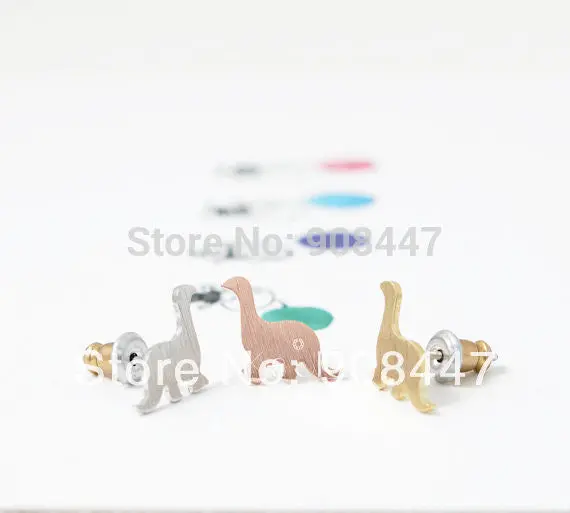 10 Pcs-S015 Jewelry Gold Silver Pink-Gold Dinosaur Stud Earrings 1