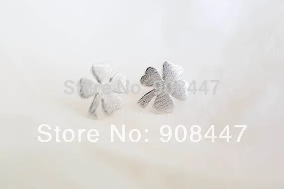 10 Pcs-S018 Flower Cute Earrings Jewelry Silver Gold Clover With Four Leaves Stud Postearrings 3