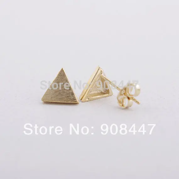 10 Pcs-S019 Cute Earrings Jewelry Gold Silver Pink Gold Brushed Triangle Stud Earrings 1
