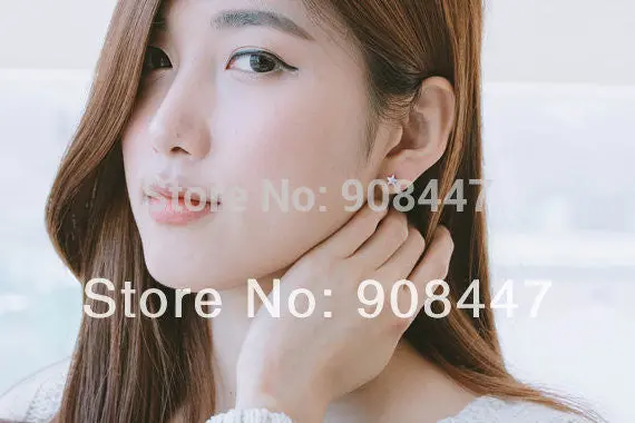 10 Pcs-S020 Cute Earrings Jewelry 18K Gold Teens Moon And Star Stud Earrings Silver 2