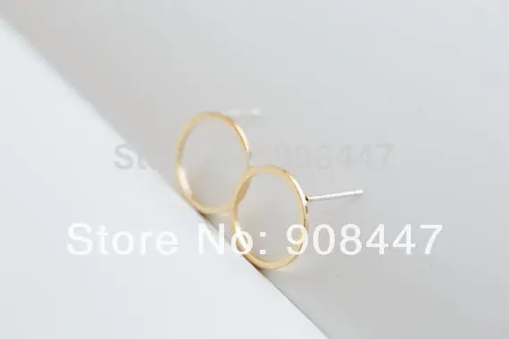 10 Pcs-S022 Unique Jewelry Gold Silver Pink Gold Open Circle Studs Earrings 1