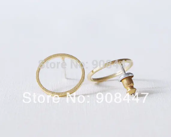10 Pcs-S022 Unique Jewelry Gold Silver Pink Gold Open Circle Studs Earrings 2