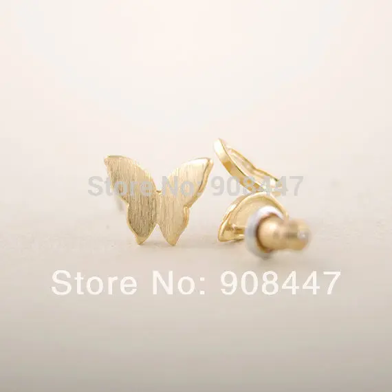 10 Pcs-S024 Jewelry Gold Silver Butterfly Studs Earrings Girl Party Gifts 1