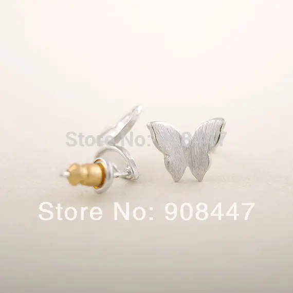 10 Pcs-S024 Jewelry Gold Silver Butterfly Studs Earrings Girl Party Gifts 2