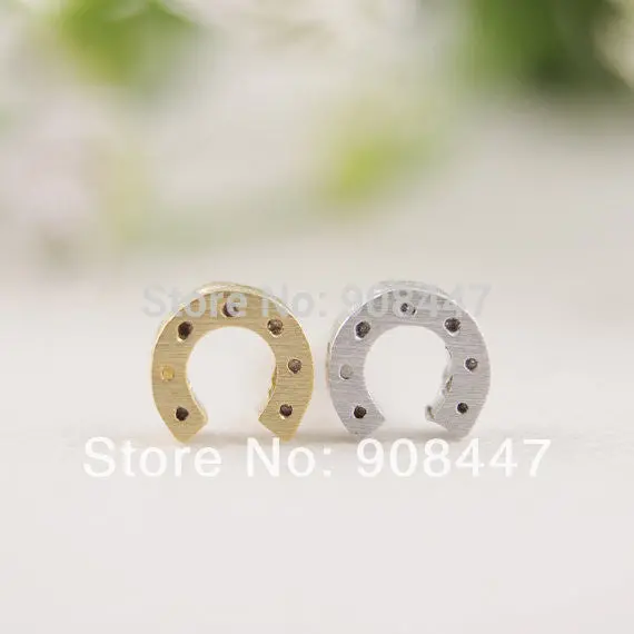 10 Pcs-S032 Earrings Jewelry Gold Silver Horseshoe Stud Earrings 1