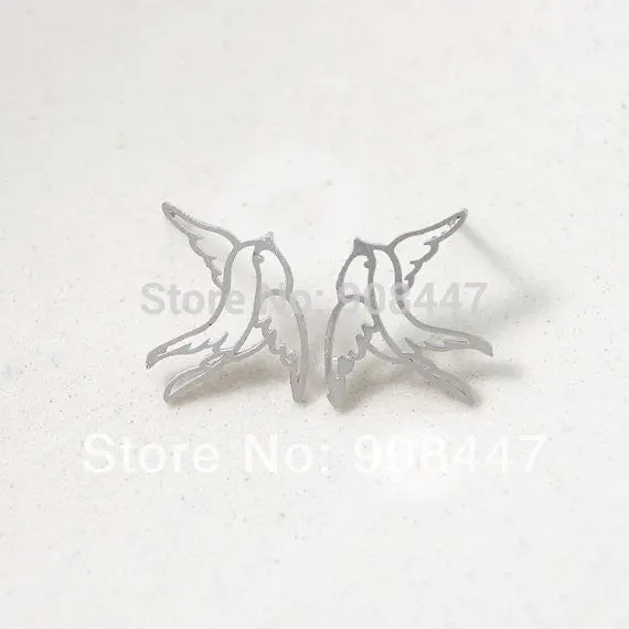 10 Pcs-S036 Jewelry Gold Silver Swallow Stud Earrings Bird Earrings 3