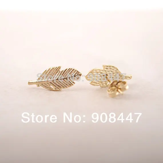 10 Pcs-S038 Jewelry Gold Silver Fallen Leaves Stud Earrings 1