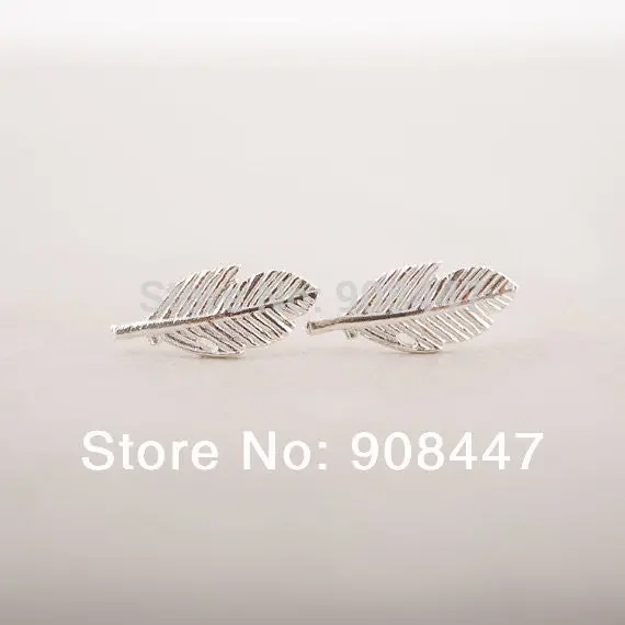 10 Pcs-S038 Jewelry Gold Silver Fallen Leaves Stud Earrings 2