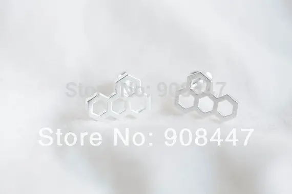 10 Pcs-S039 Jewelry Gold Silver Tiny Hexagon Modern Earring,Hive Stud Earrings 1