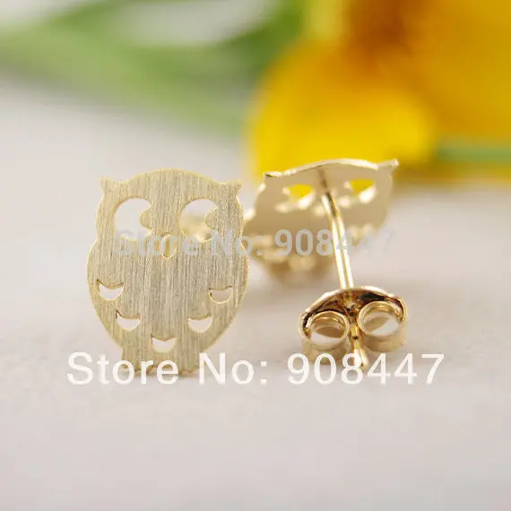 10 Pcs-S045 Jewelry 18K Gold Night Owl Stud Earrings,Bird Of Minerva Earrings Jewelry 1